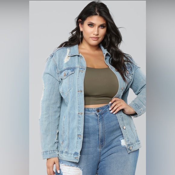 Fashion Nova Jackets & Blazers - NWOT Fashion Nova Distressed Plus Sized Stereo Love Denim Jacket - Vintage